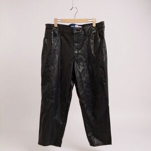 Old Navy High Rise OGG Straight Faux Leather Pants Black Size 14